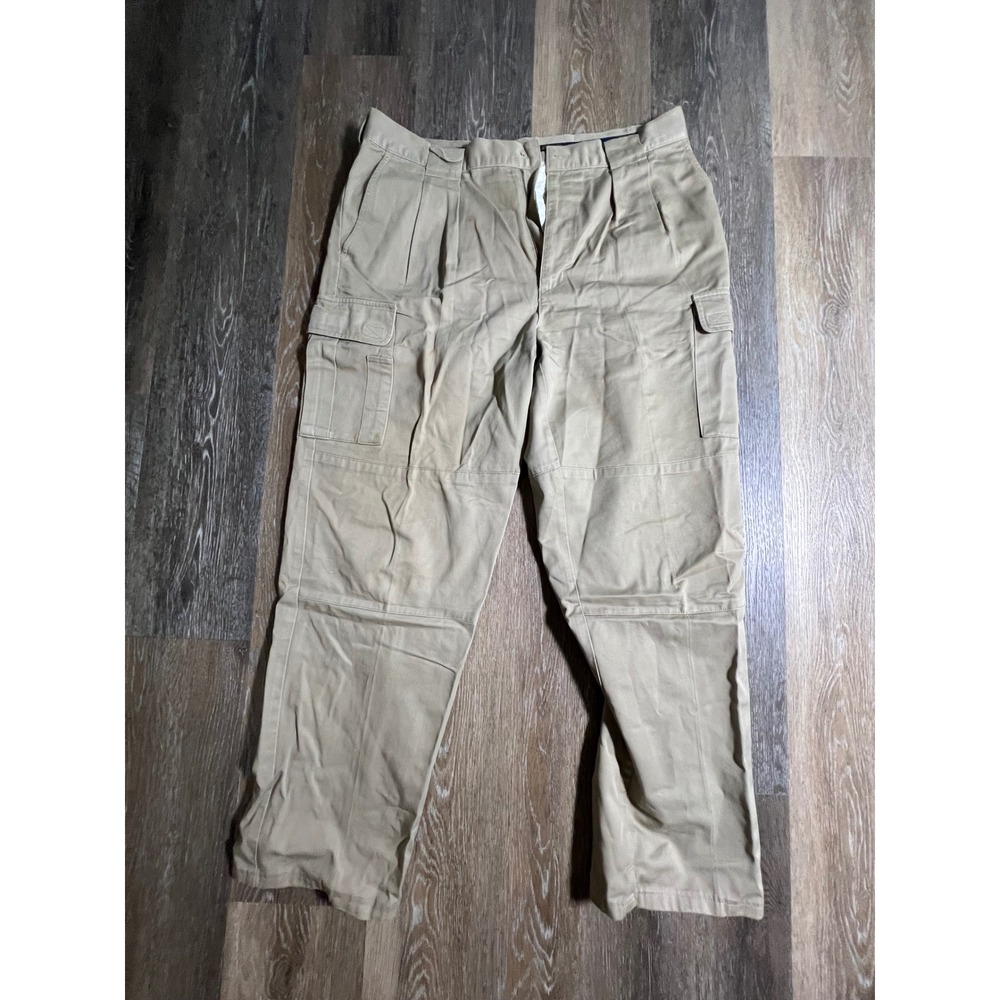 Woolrich Cargo Pants Mens 36 Khaki Tan Pleated Front Cotton Utility Workwear